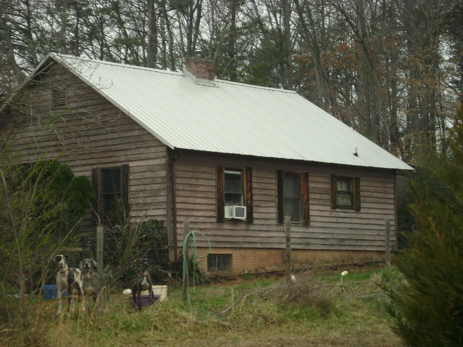 White metal roof on an old wood sided farmhouse, from a Metal Roof Installation job in Flag Pond